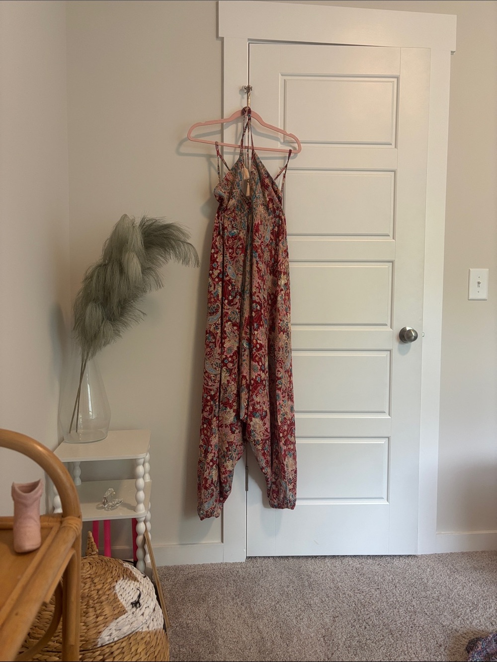 NWT Rhea Bobo Print Harem Jumpsuit One Size Red, Pink, Turquoise Pattern